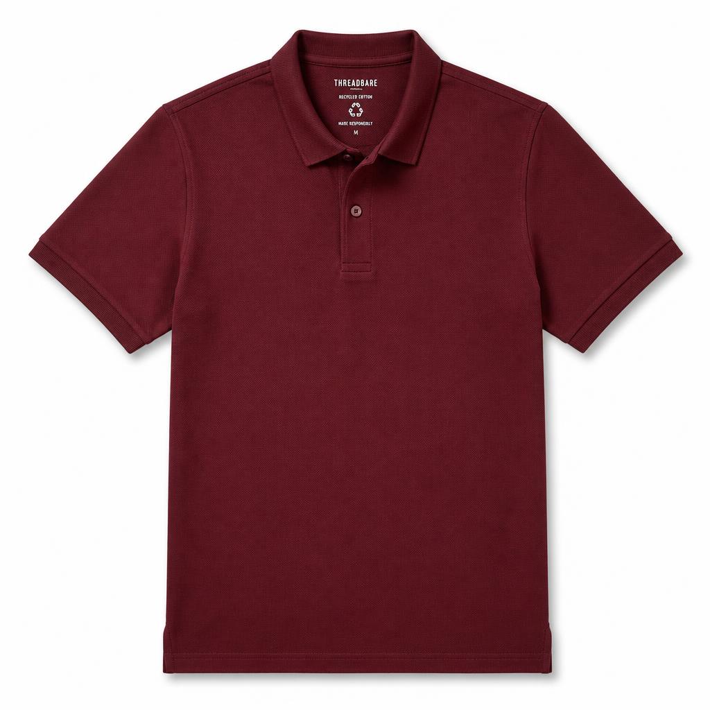 Recycled Cotton Polo T-Shirt — 240 GSM Pique 60% Recycled Cotton, 40% Recycled Polyester