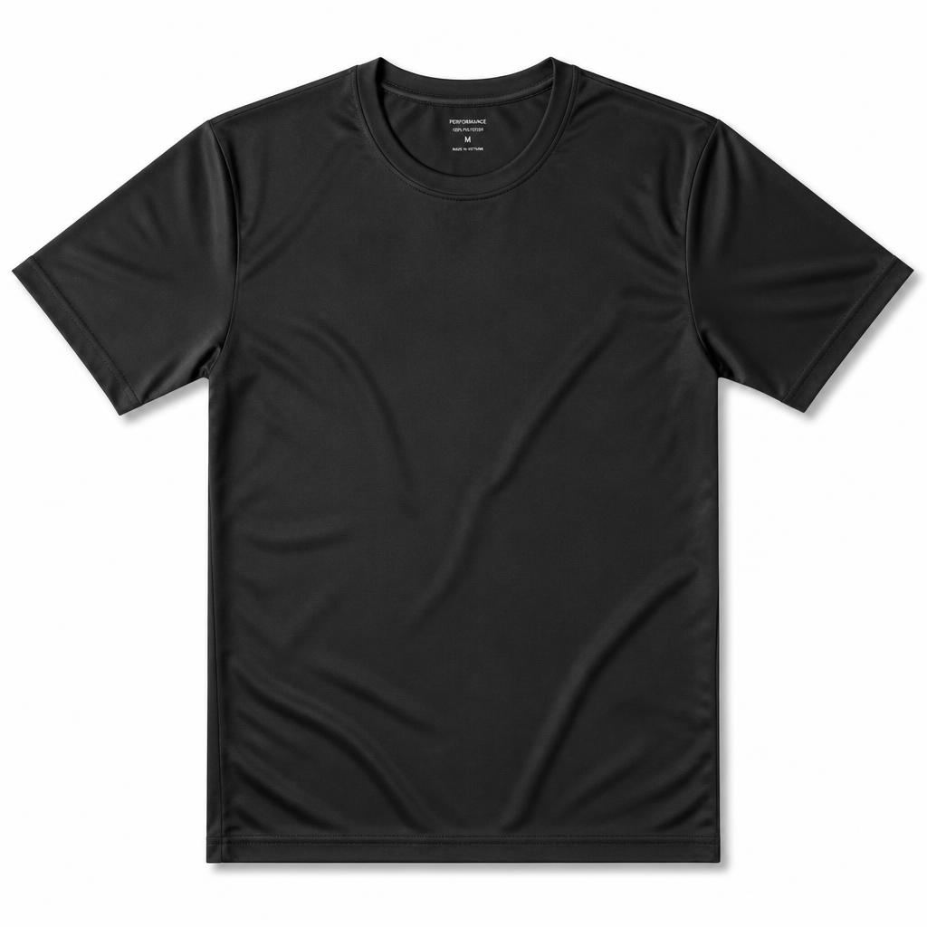 Polyester Performance Tee — 180 GSM 100% Polyester, moisture-wicking knit